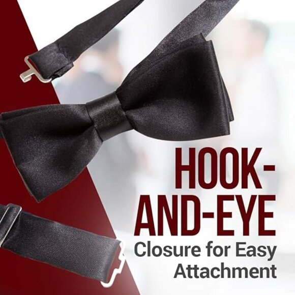 HOLD'EM Bow Tie Boys and Baby Satin Solid Color Adjustable Pre-tied - White - Picture 3 of 7